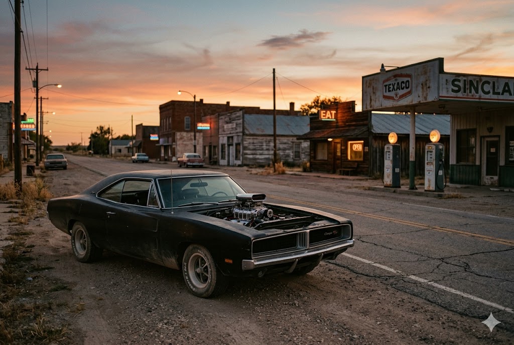 Dodge Charger in Old American Town